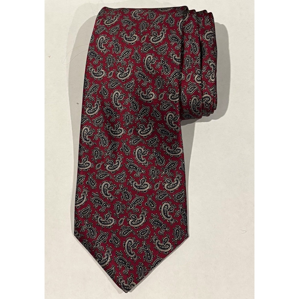 Vintage Stefano Ricci for Saks Fifth Avenue Men's Silk Tie Red Black Paisley Lux